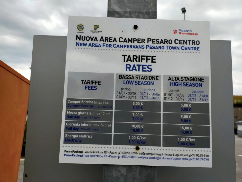 sosta camper pesaro