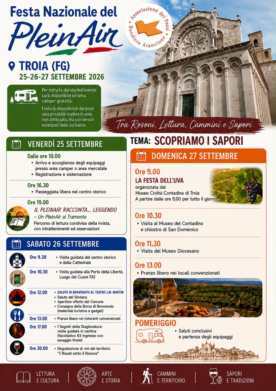 Festa Nazionale del PleinAir 2026 a Troia (FG): Programma e Sosta Camper